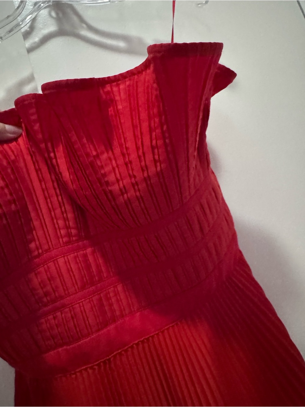 AMUR Red Strapless Ruffle Pleated Mini Dress - Picture 6 of 6